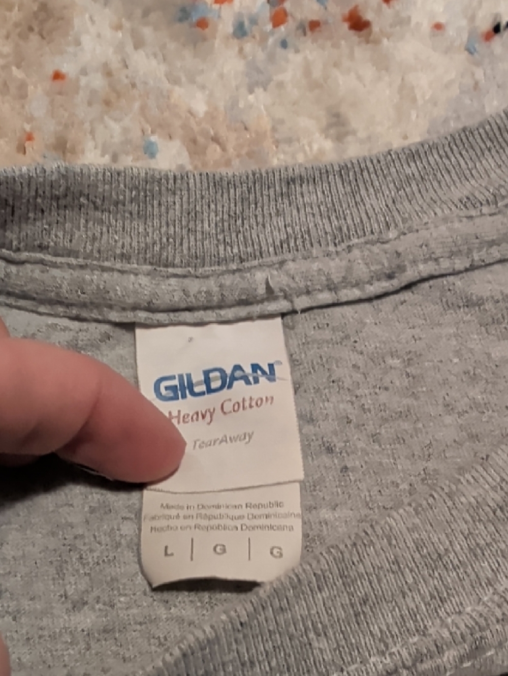 Gildan Light Gray Heavy Cotton Tee with Blue Logo - Picture 3 of 5